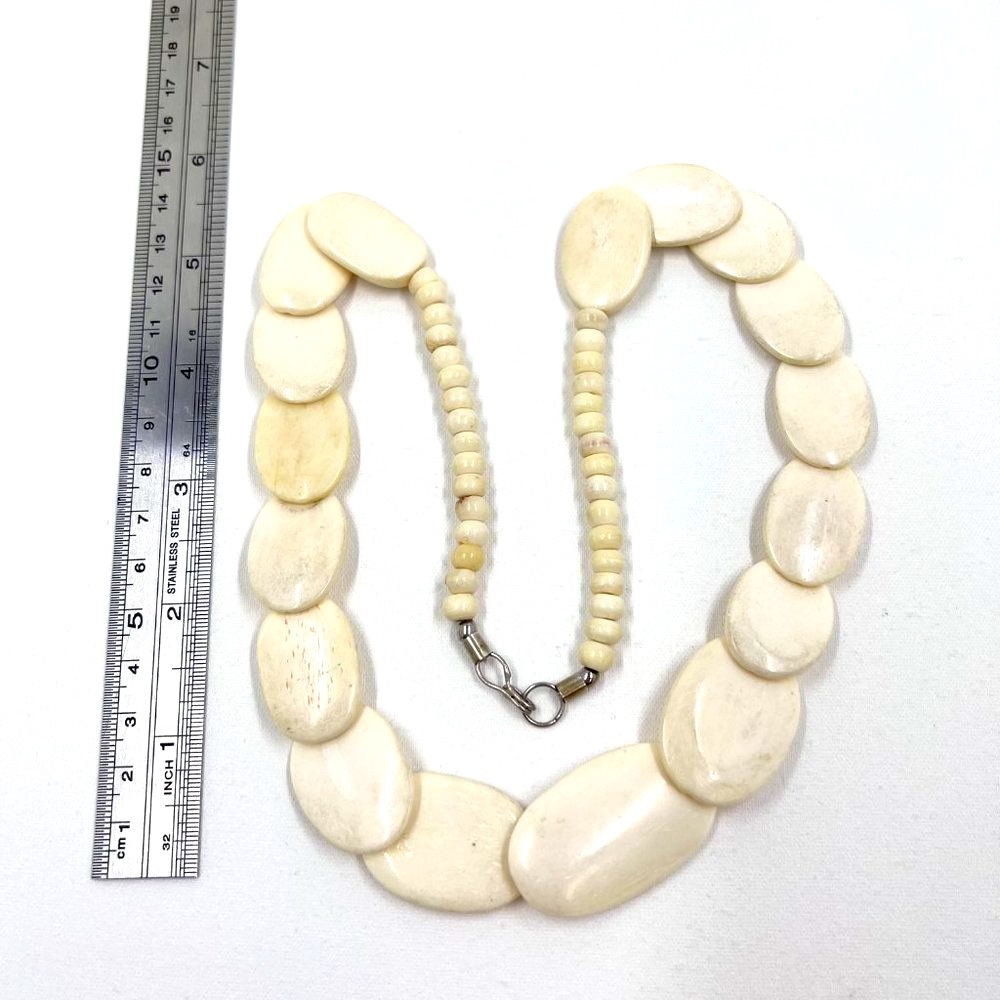 Cream Color Vintage Polished Ox Bone 20” Necklace - Picture 4 of 6